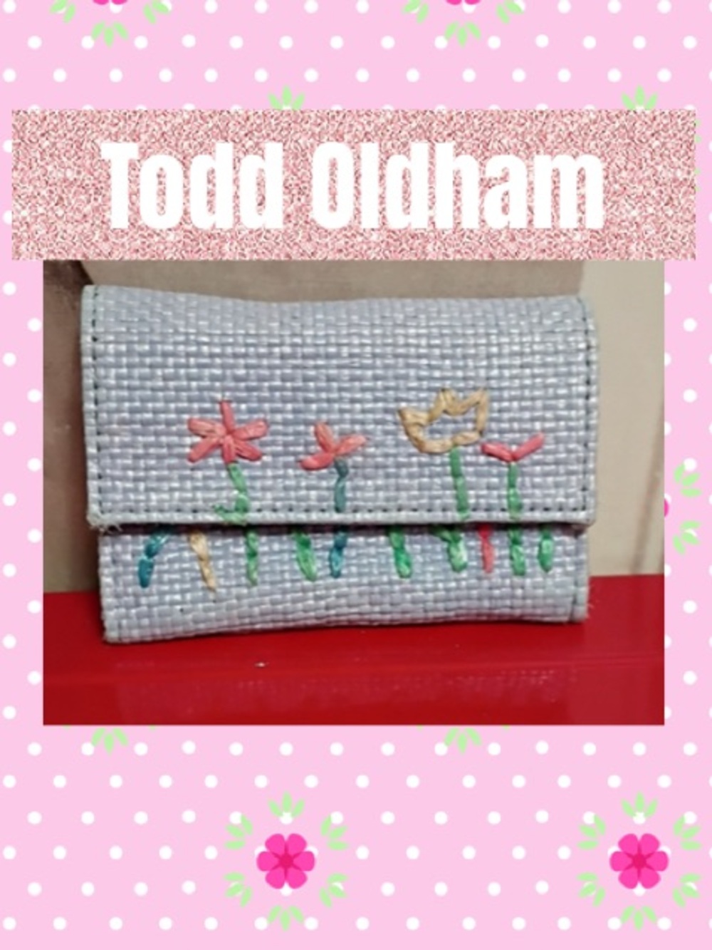 Flower Light Blue woven Wallet